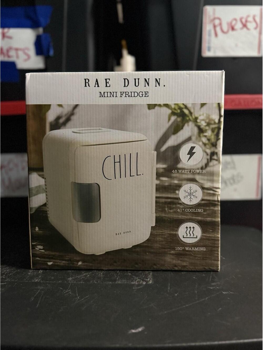 Rae Dunn chill Mini Fridge Works Great! Use On Desk Car garage Cooler 4L NEW
